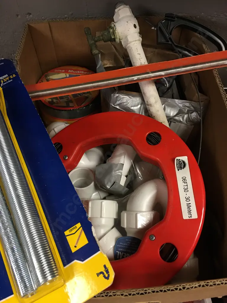 Radiant Electrical Fish Tape, Bell Hanger, Irwin Spring Bending Kit & Box Lot Plumbing, Sika Multiseal Etc Image 1++
