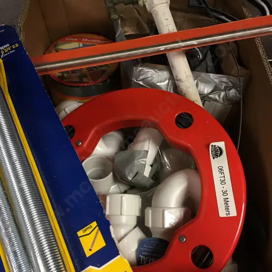 Radiant Electrical Fish Tape, Bell Hanger, Irwin Spring Bending Kit & Box Lot Plumbing, Sika Multiseal Etc