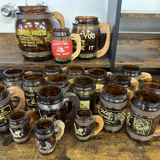 Vintage Brown Glass Beer Steins