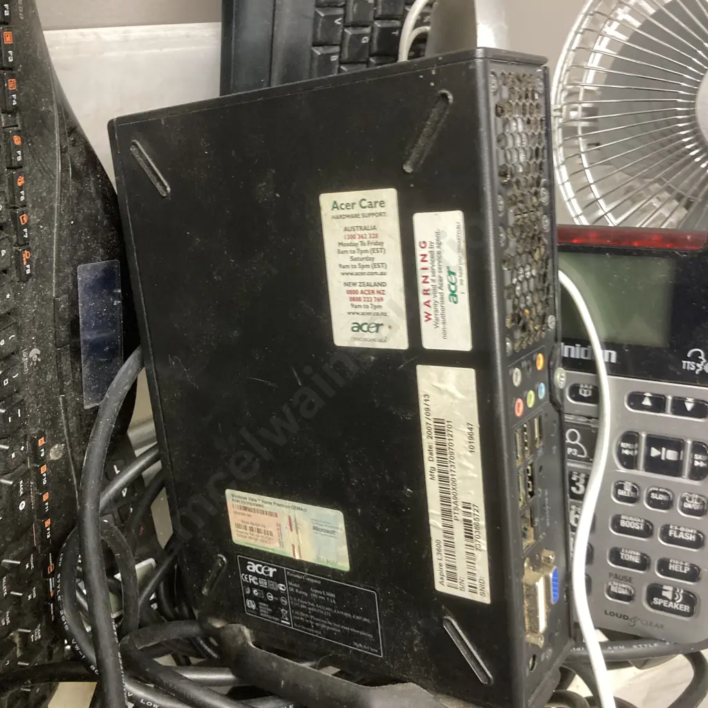 Box lot - Logitech MX 5500 Bluetooth Keyboard, Acer Aspire L3600 Micro Tower PC, Phone, Cables Etc Image 1++