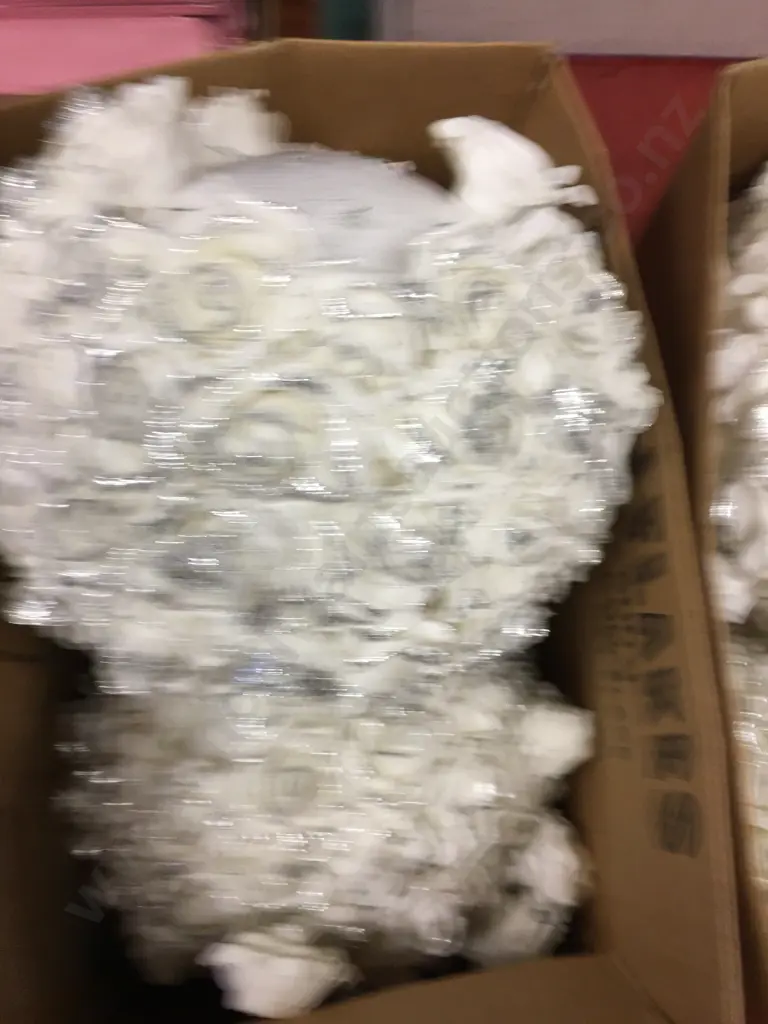 Set of 4 Large Foam Balls With Faux Roses & Silver Glitter. Dia 36cm (As Found) Image 1++