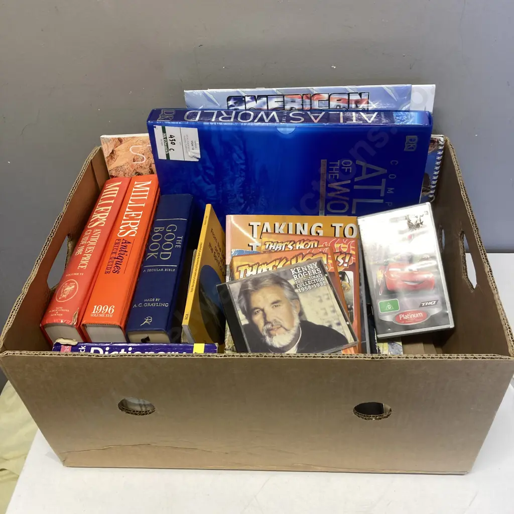 Box Lot Books With PSP & Computer Games - Millers, Chevy Handbook, Atlas Etc Image 1++