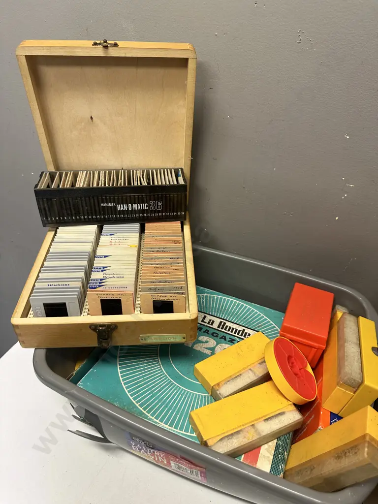 Box Lot Vintage 78's, Games, Slides Etc Image 1++