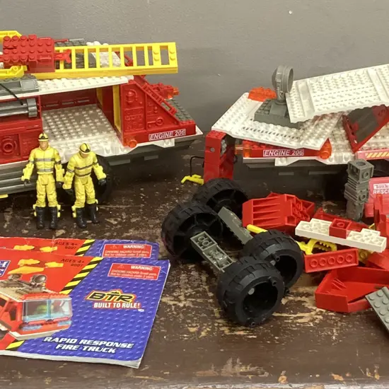 Pair of Tonka BTR Search and Rescue Rapid Response Fire Trucks With 2 Action Figures (Playwear & As Found)