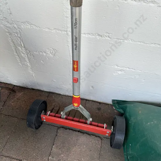 WOLF-Garten Multi-Star Scarifying Lawn Rake with Wheels. L170cm