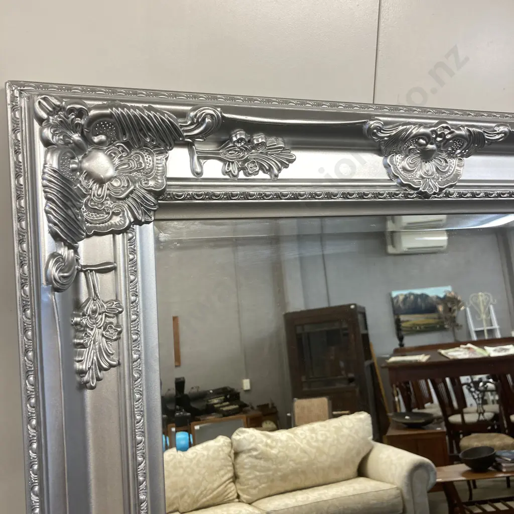 Ornate Silver Framed Wall Mirror. 170 x 70cm Image 1++