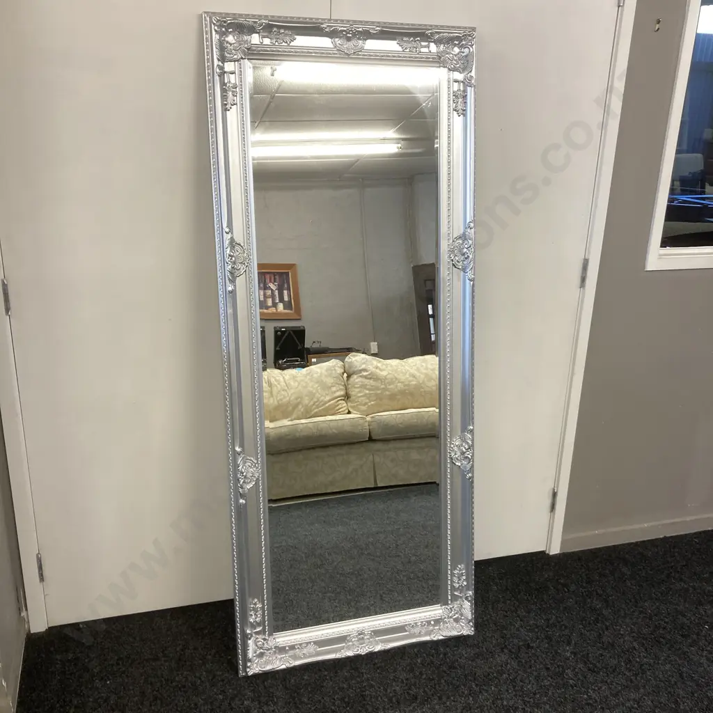 Ornate Silver Framed Wall Mirror. 170 x 70cm Image 1++