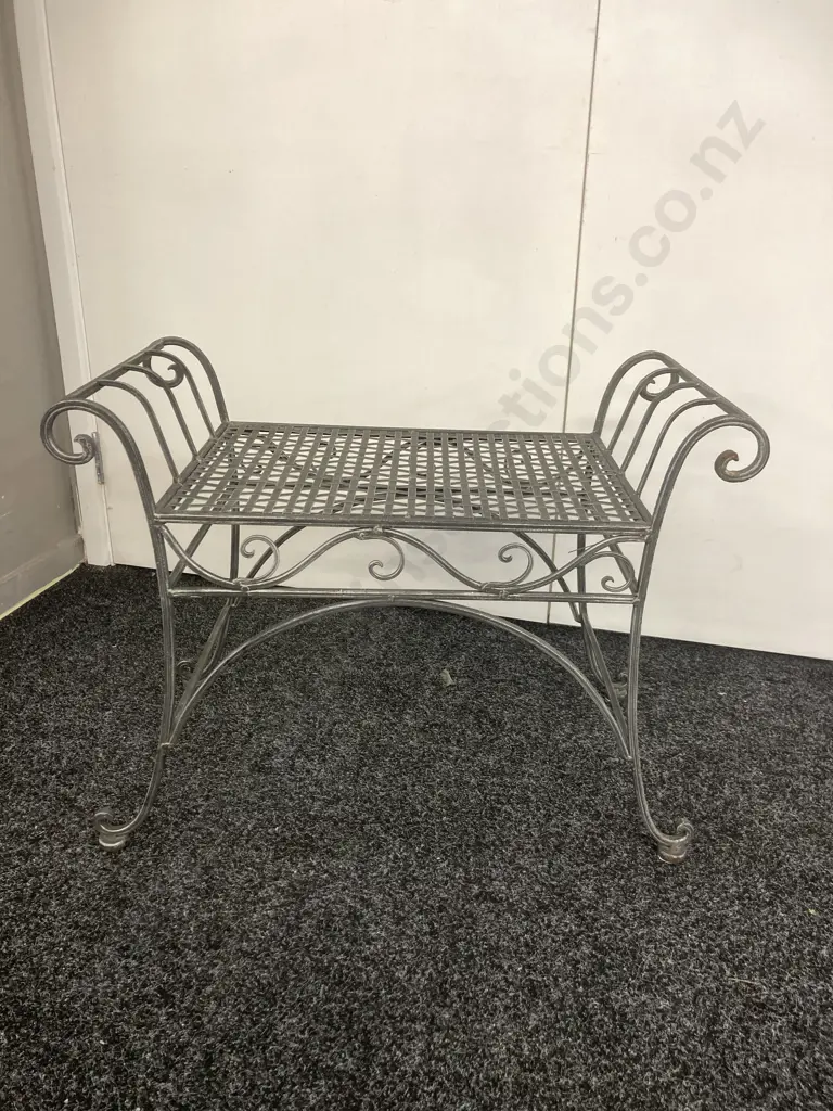 Ornate Wrought Iron Stool. H50 W67 D34cm Image 1++