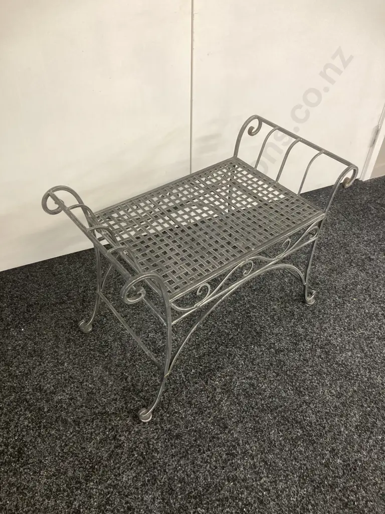Ornate Wrought Iron Stool. H50 W67 D34cm Image 1++