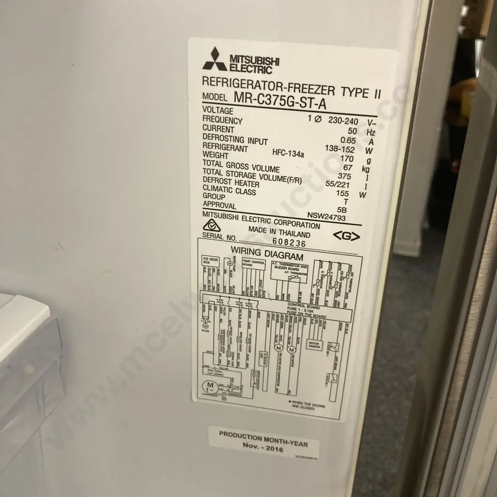 Mitsubishi Refrigerator Freezer - 375 Litre, MR-C375G-ST-A, Humidity Drawer & Freezer Drawer Image 1++