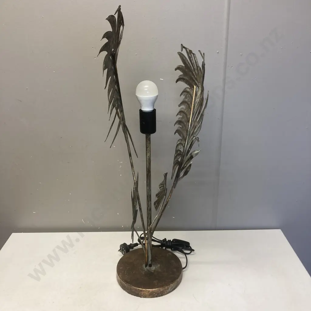 Flax Leaf Table Lamp, Gold Colour Metal. H75cm Image 1++