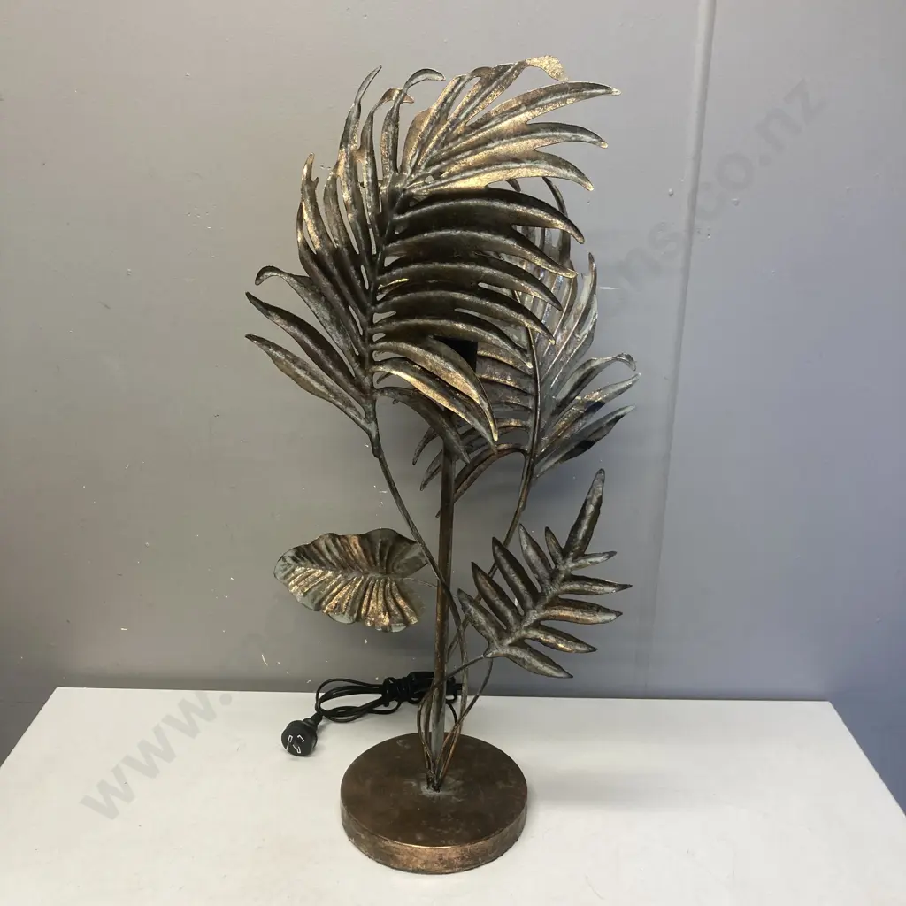 Flax Leaf Table Lamp, Gold Colour Metal. H75cm Image 1++