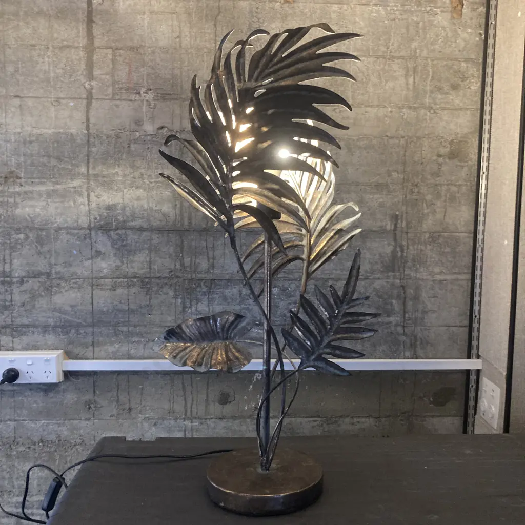 Flax Leaf Table Lamp, Gold Colour Metal. H75cm Image 1++