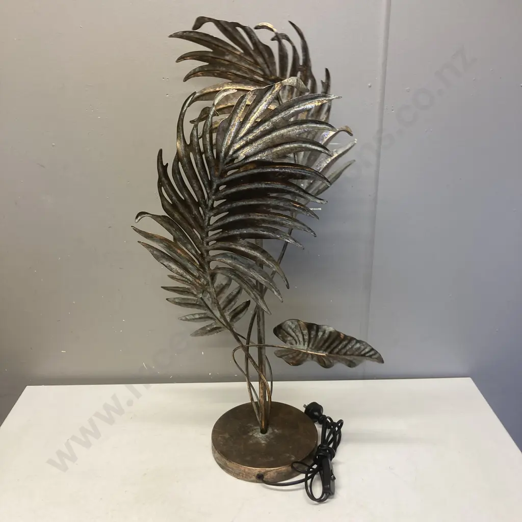 Flax Leaf Table Lamp, Gold Colour Metal. H75cm Image 1++