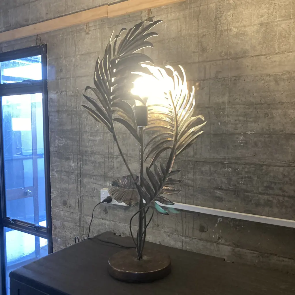 Flax Leaf Table Lamp, Gold Colour Metal. H75cm Image 1++