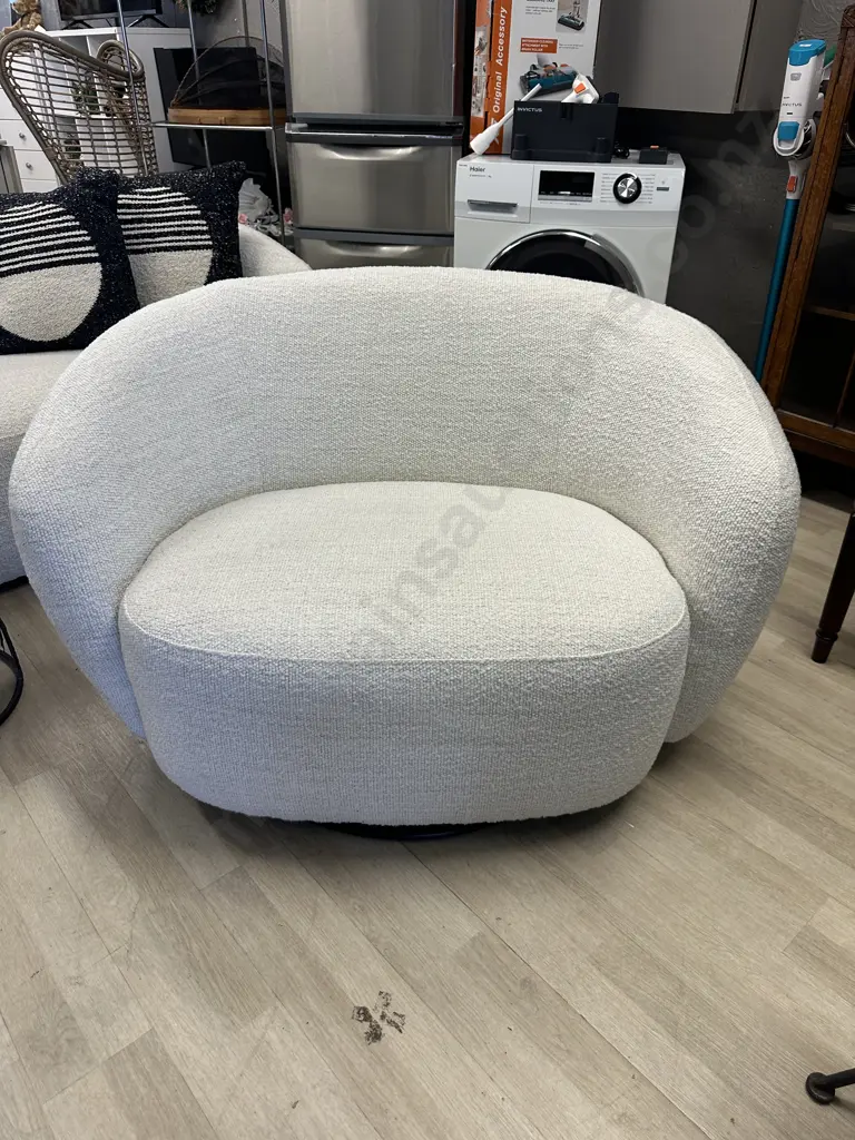 Luca Callie Swivel Chair, Boucle Natural - Ex Farmers (RRP $1999.00) Image 1++