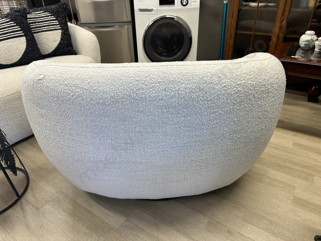 Luca Callie Swivel Chair, Boucle Natural - Ex Farmers (RRP $1999.00) Image 1++