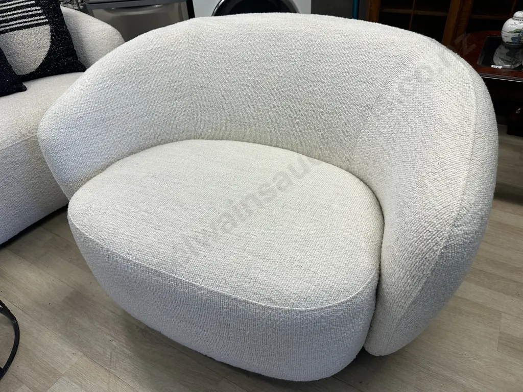 Luca Callie Swivel Chair, Boucle Natural - Ex Farmers (RRP $1999.00) Image 1++