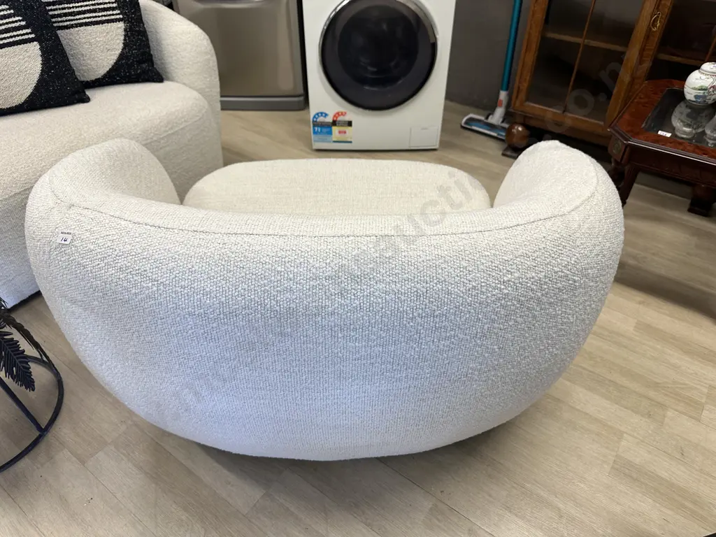 Luca Callie Swivel Chair, Boucle Natural - Ex Farmers (RRP $1999.00) Image 1++