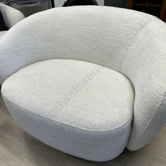 Luca Callie Swivel Chair, Boucle Natural - Ex Farmers (RRP $1999.00)