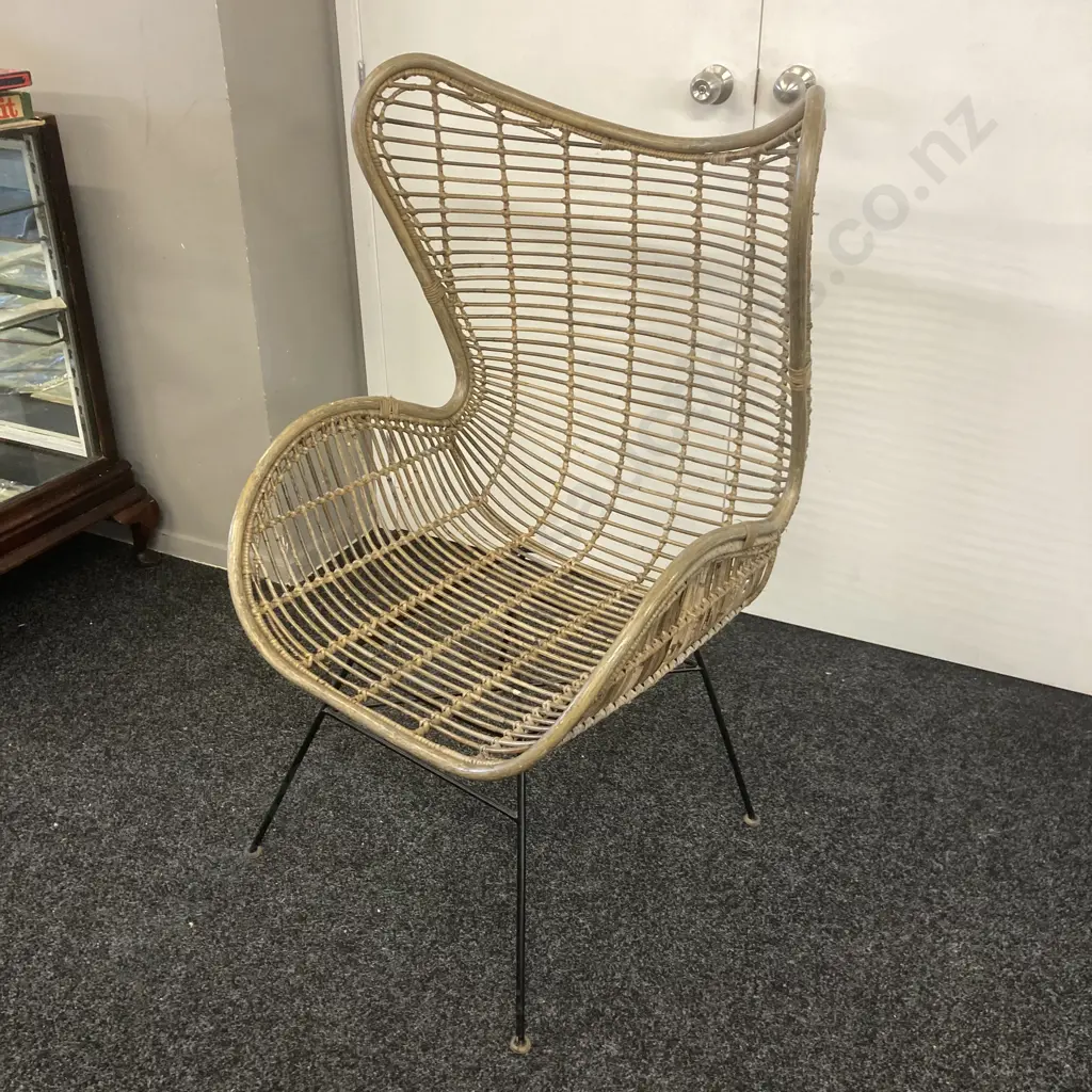 Large Rattan Wingback Chair Image 1++