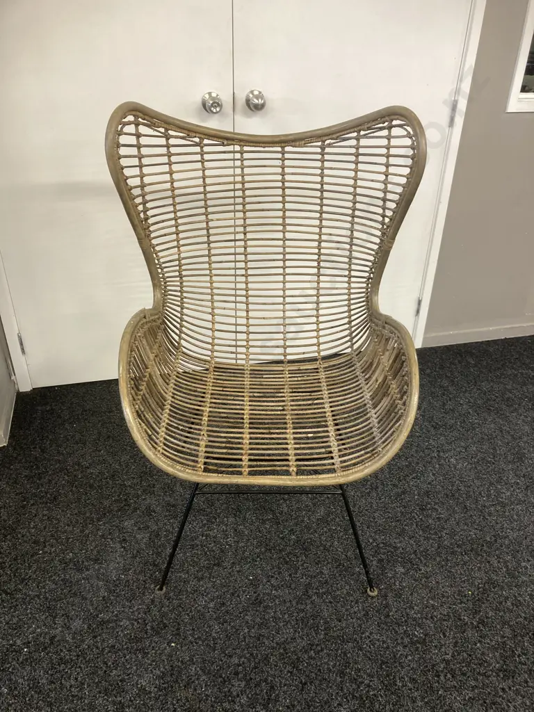 Large Rattan Wingback Chair Image 1++