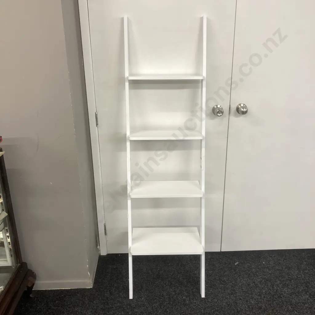 White 4 Tier Ladder Shelf. H163cm Image 1++