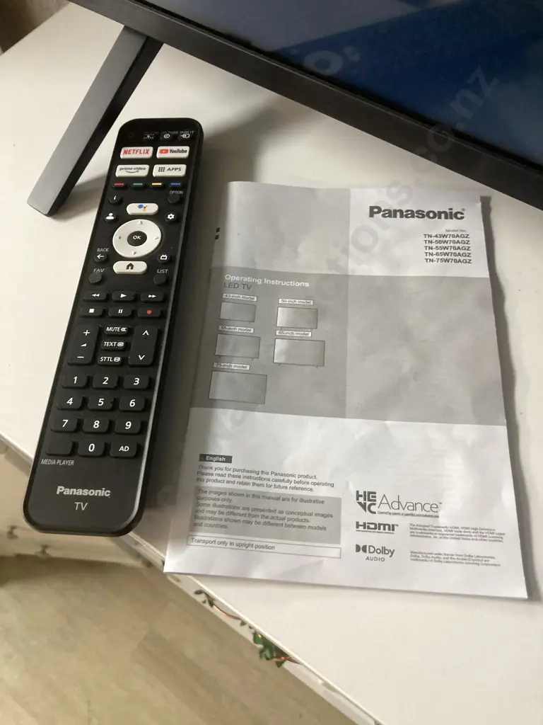 Panasonic 55" LED 4K Google TV TN-55W70AGZ With Remote Control & Manual Image 1++