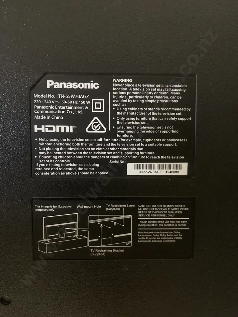 Panasonic 55" LED 4K Google TV TN-55W70AGZ With Remote Control & Manual Image 1++