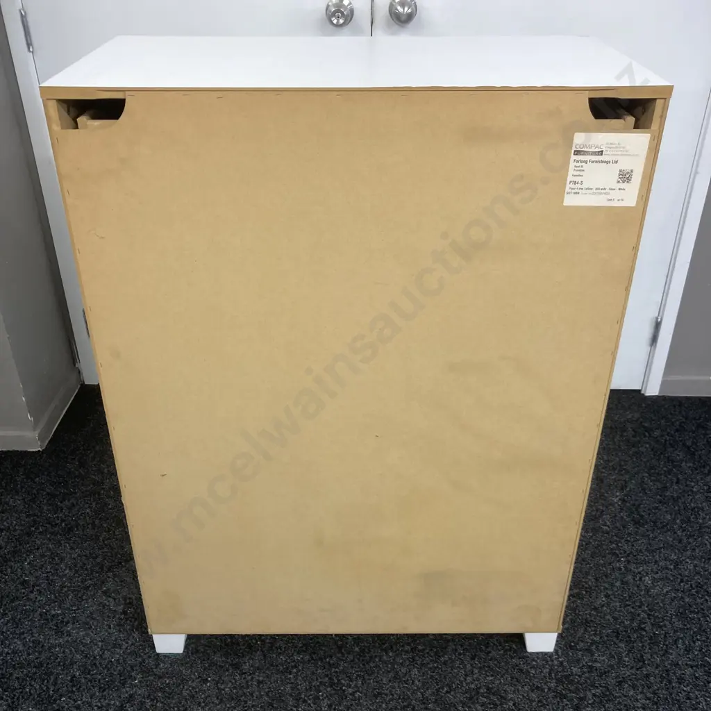 Compac Furniture Piper 4 Drawer Tallboy Painted White With Silver Handles. H109 W80 D39cm Image 1++