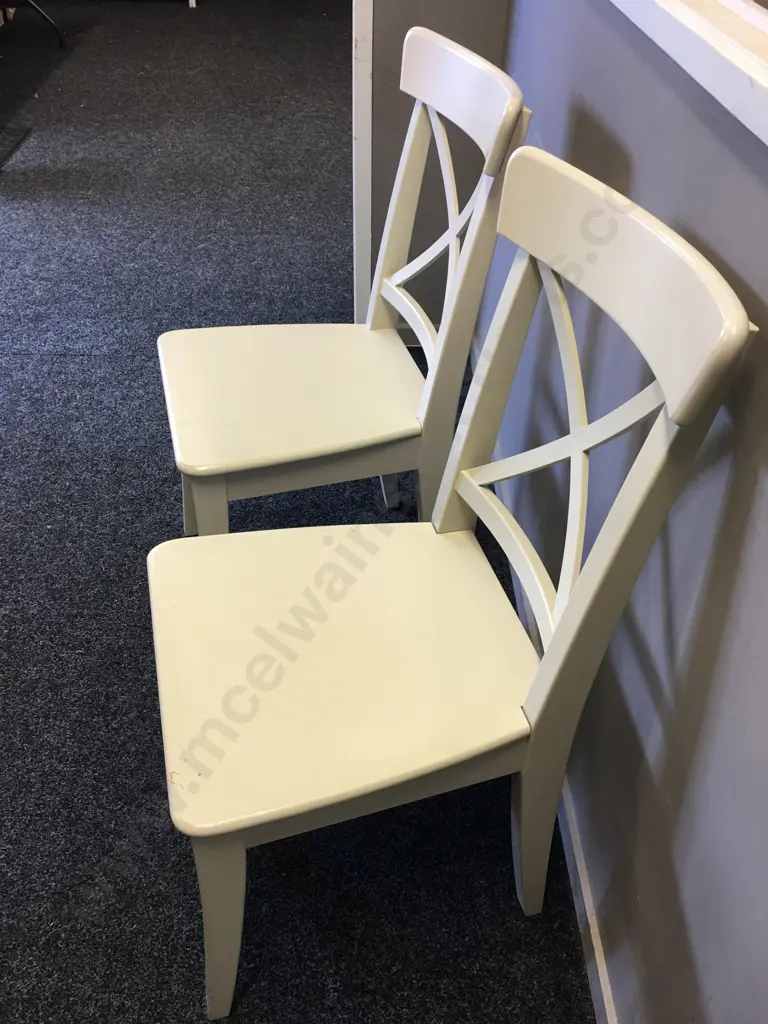 Pair Of Cream Dining Chairs Image 1++