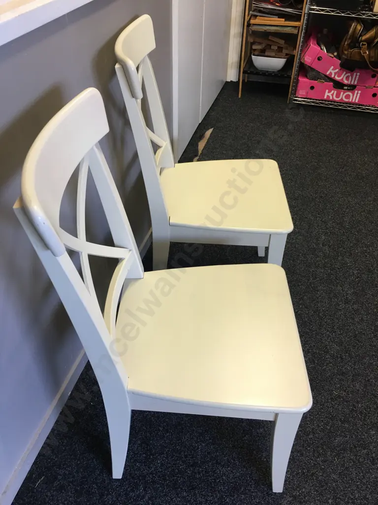 Pair Of Cream Dining Chairs Image 1++