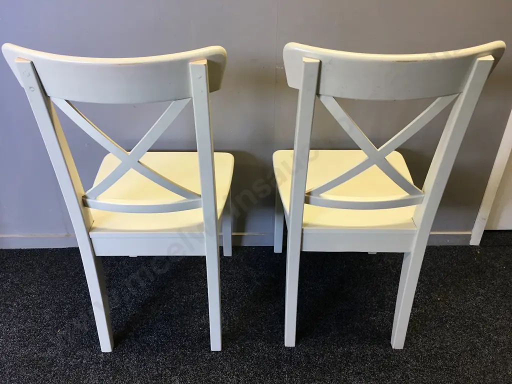 Pair Of Cream Dining Chairs Image 1++