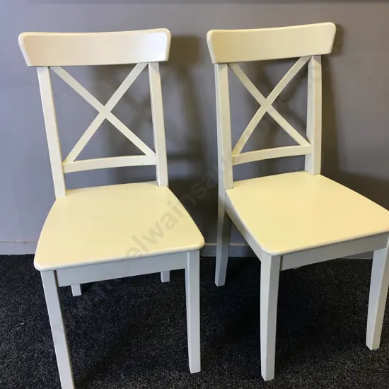 Pair Of Cream Dining Chairs