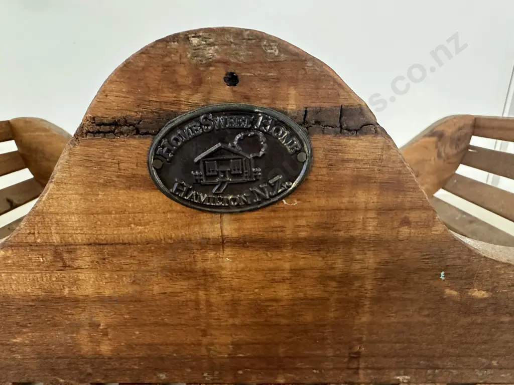 Home Sweet Home Handled Tray Slat Detail L52cm. Image 1++