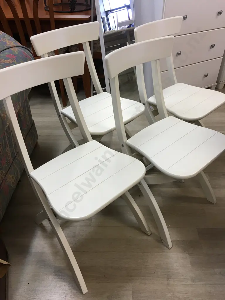 Set Of Four White Painted Dining Chairs Image 1++