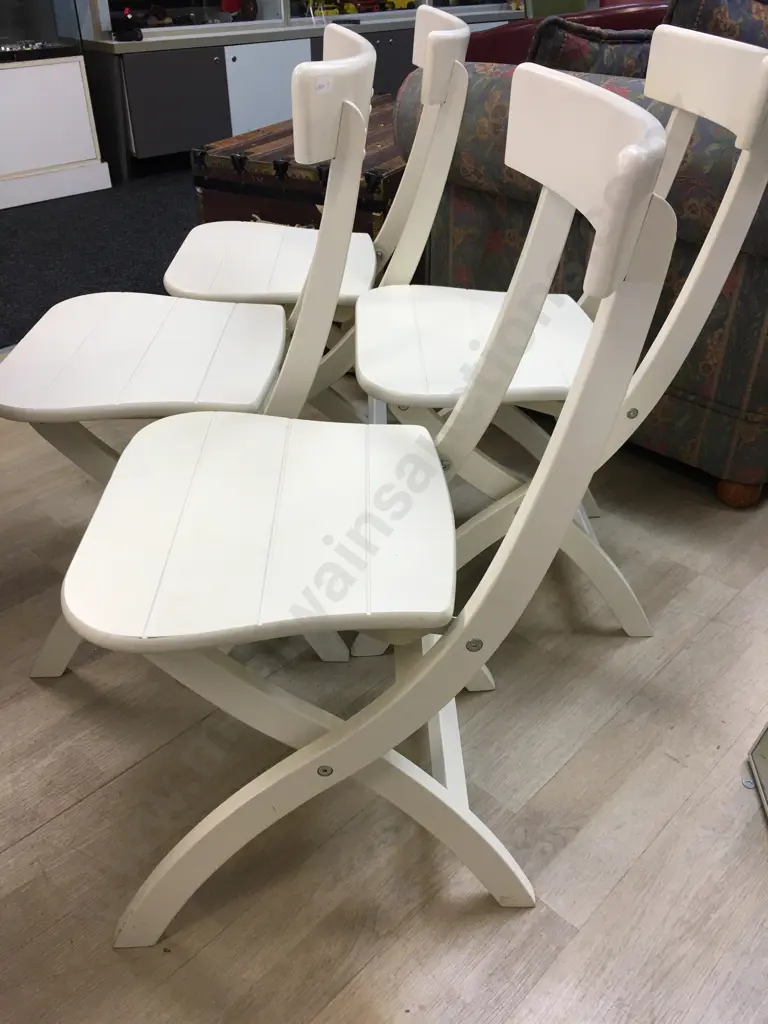 Set Of Four White Painted Dining Chairs Image 1++