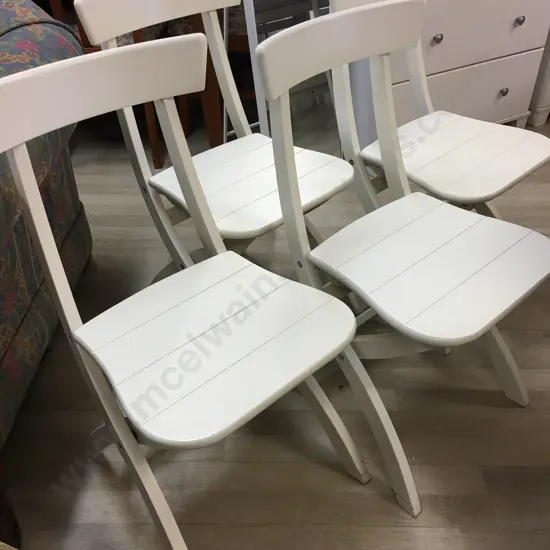 Set Of Four White Painted Dining Chairs