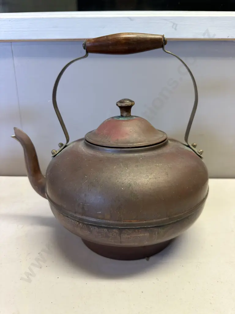 Vintage Copper & Brass Teapot Image 1++