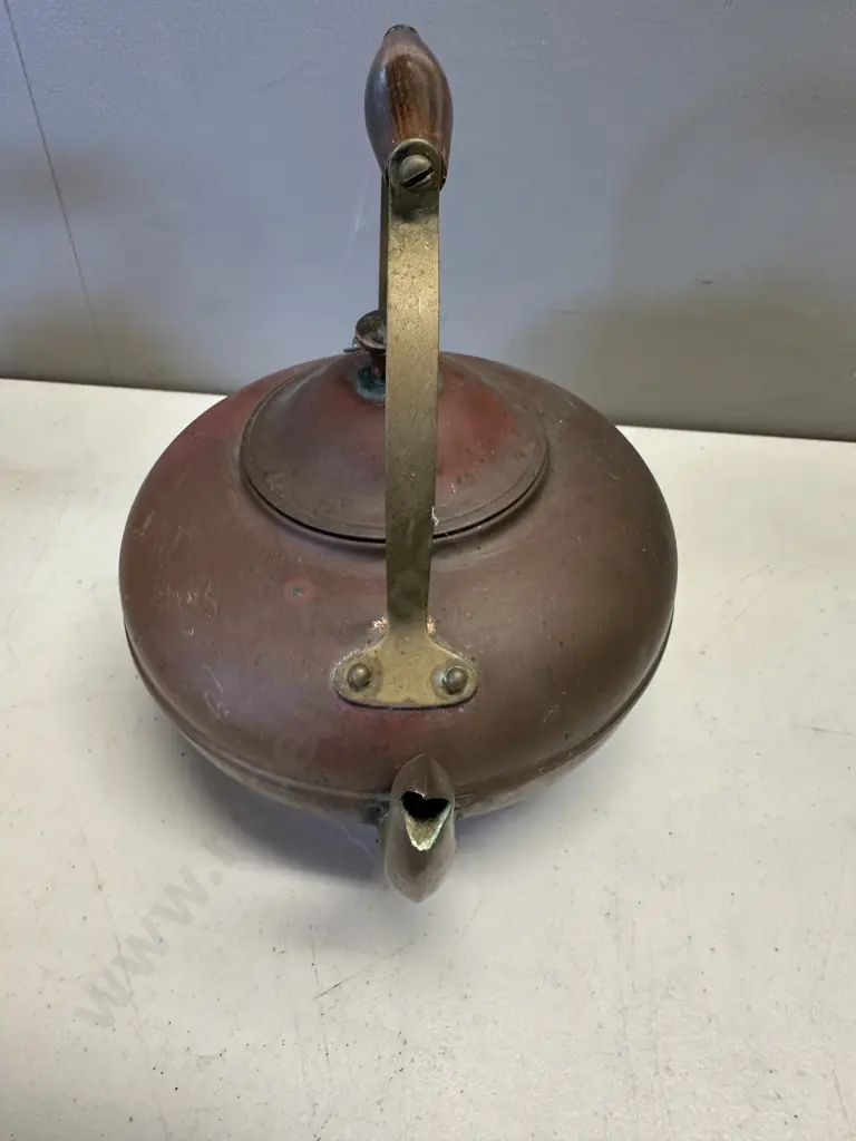 Vintage Copper & Brass Teapot Image 1++