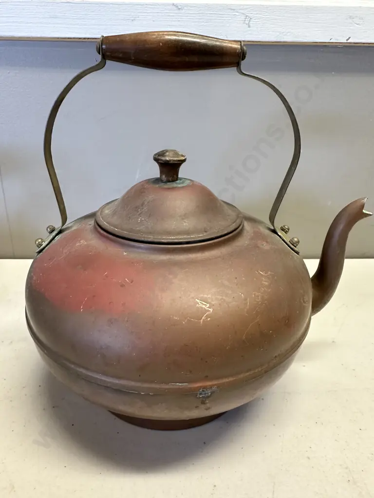Vintage Copper & Brass Teapot Image 1++