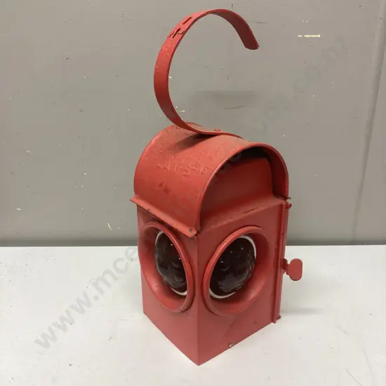 Vintage KENYONS 72 Serilite Lens Lamp - Railway Roadworks Red Lens Warning Lamp. H40cm