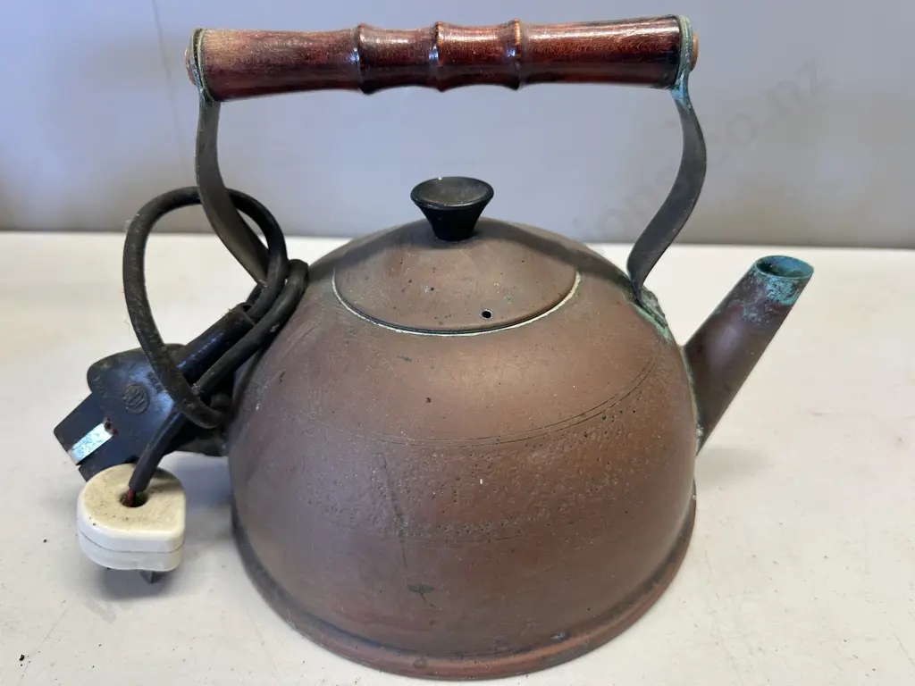 Vintage Electric Copper Teapot With Wooden Handle Image 1++