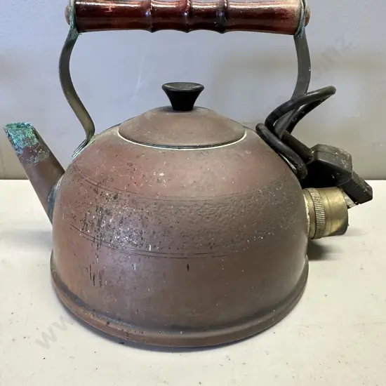 Vintage Electric Copper Teapot With Wooden Handle
