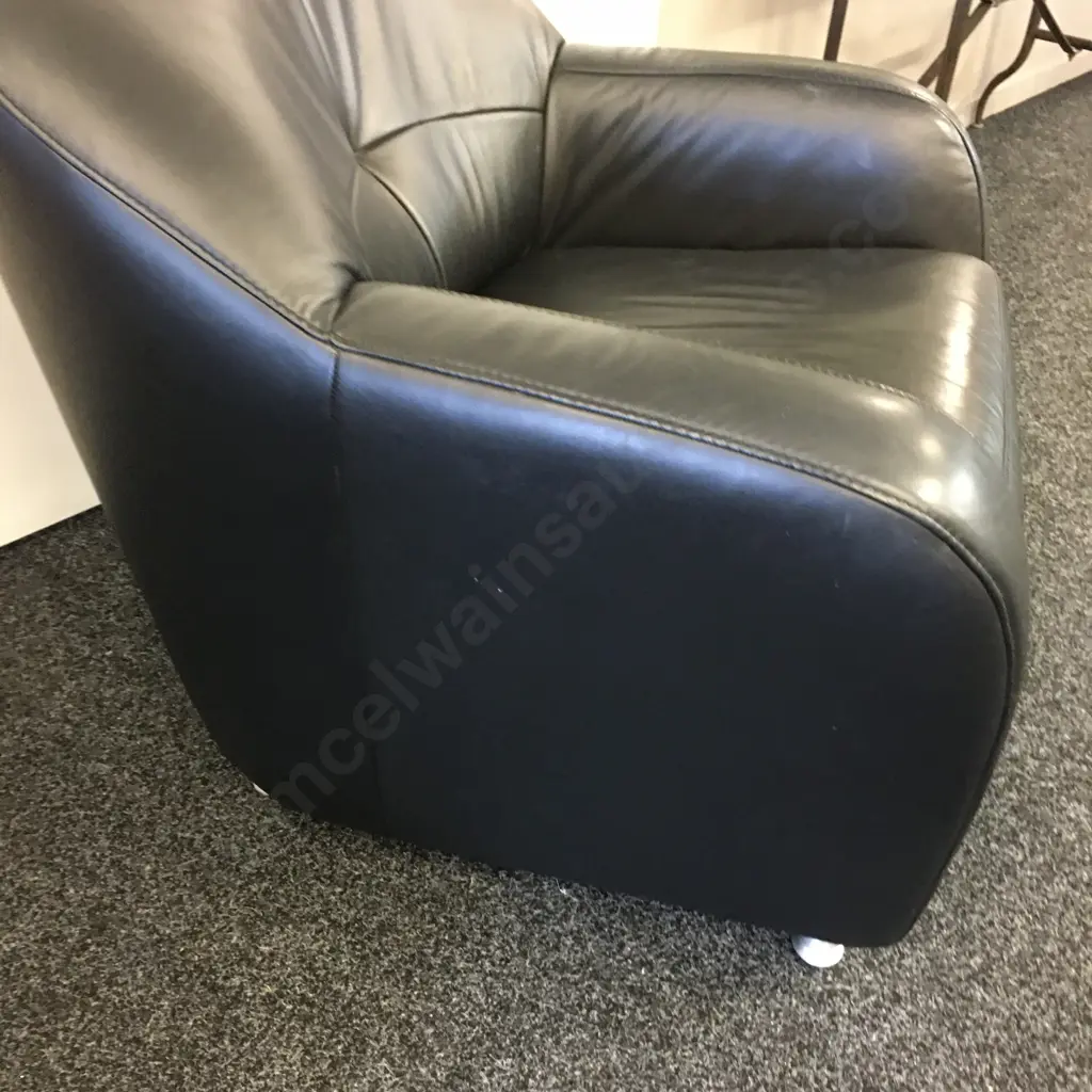Black Synargy Leather Chair W80cm. Image 1++