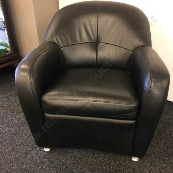Black Synargy Leather Chair W80cm.