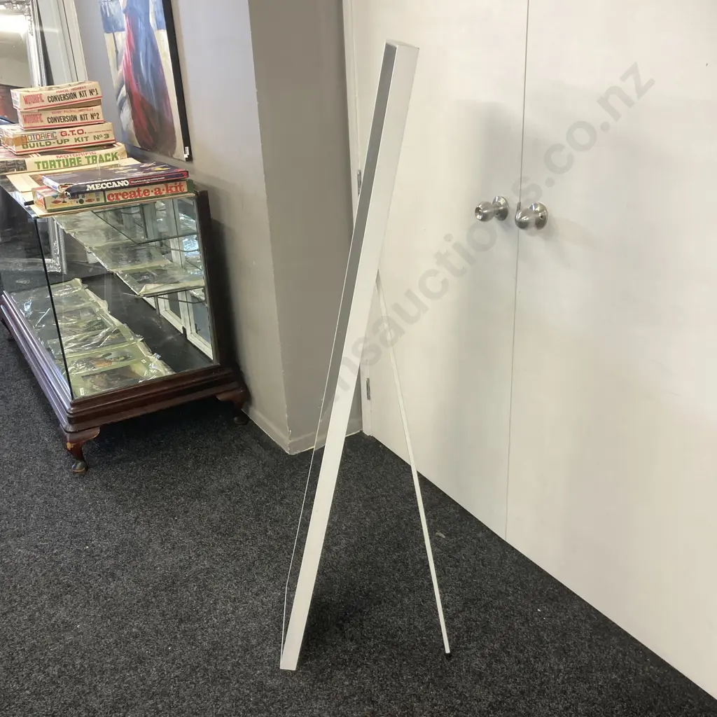 Narrow White Framed Freestanding Mirror. 150 x 30cm Image 1++