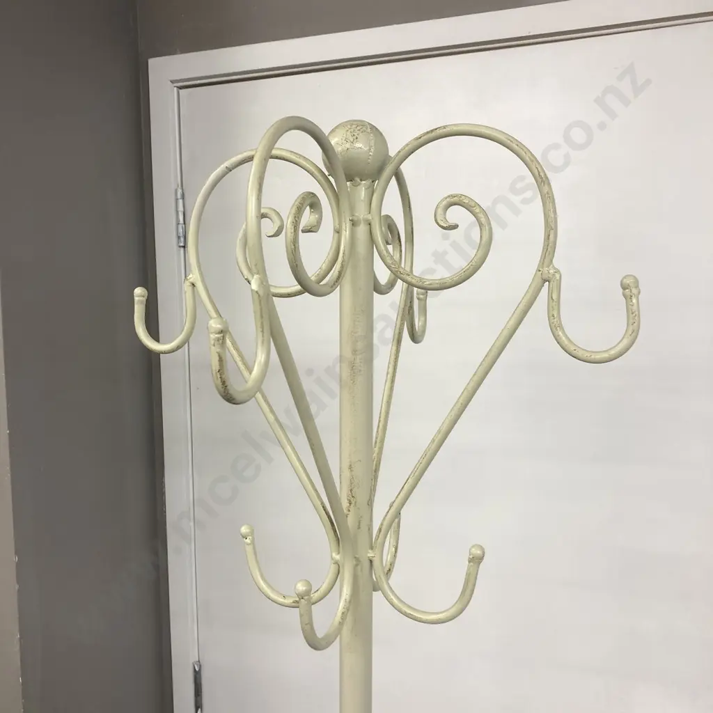 French Country Design Freestanding Coat Stand with Umbrella Holder-Cream. H178cm Image 1++