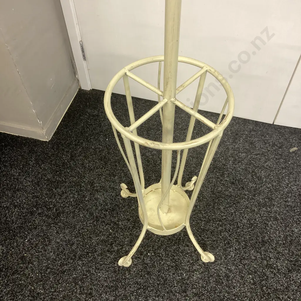 French Country Design Freestanding Coat Stand with Umbrella Holder-Cream. H178cm Image 1++