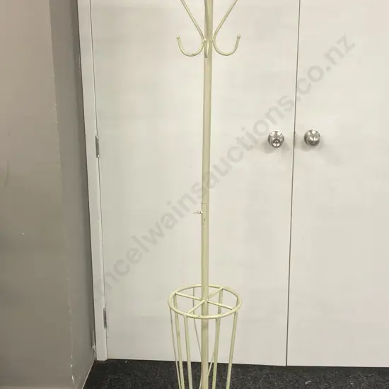 French Country Design Freestanding Coat Stand with Umbrella Holder-Cream. H178cm